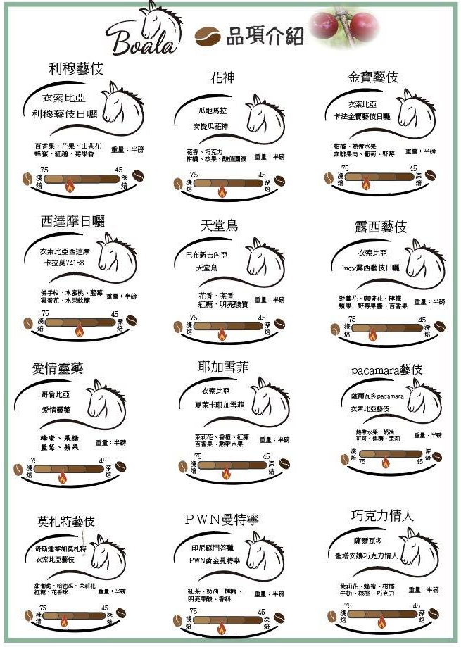 博樂咖啡品項介紹