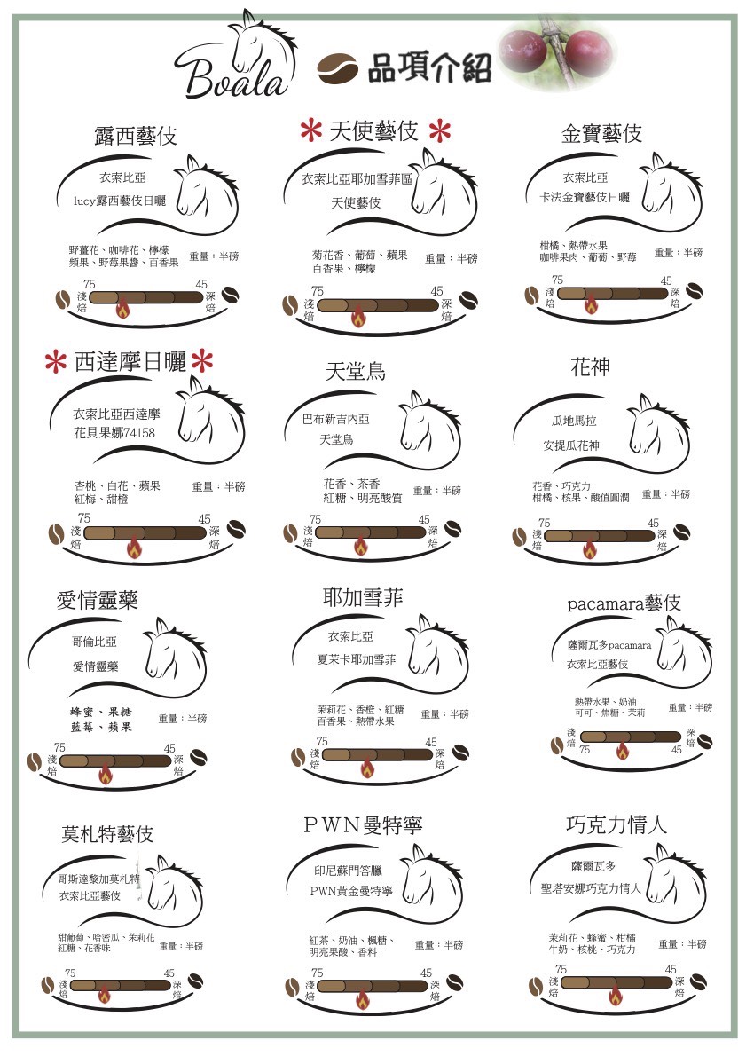 博樂咖啡各品項介紹